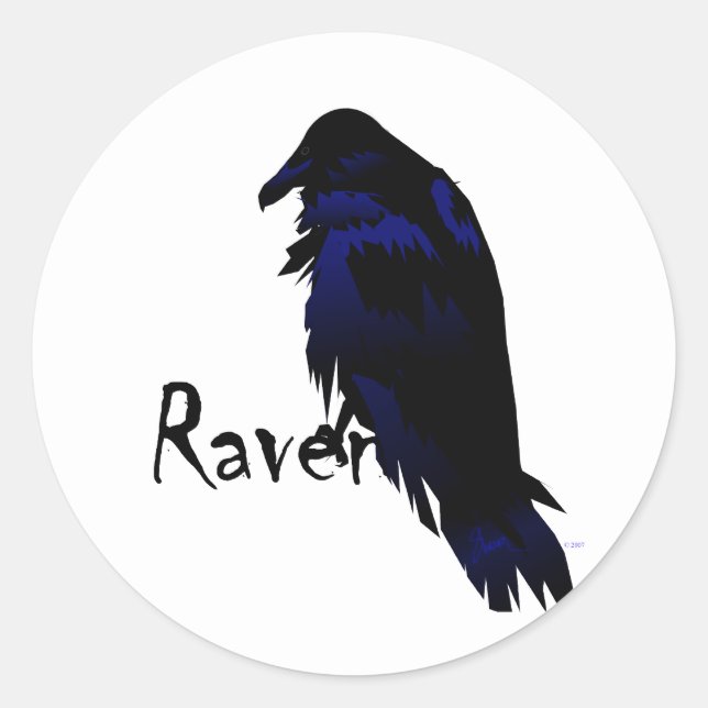 Raven on Raven Classic Round Sticker (Front)