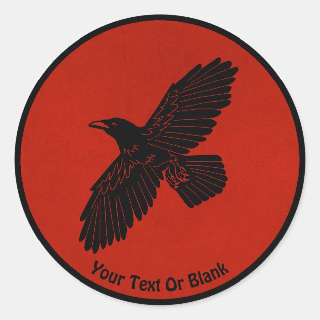 Raven On Red Classic Round Sticker (Front)