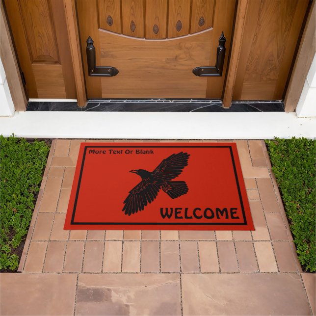 Raven On Red Doormat (Outdoor)