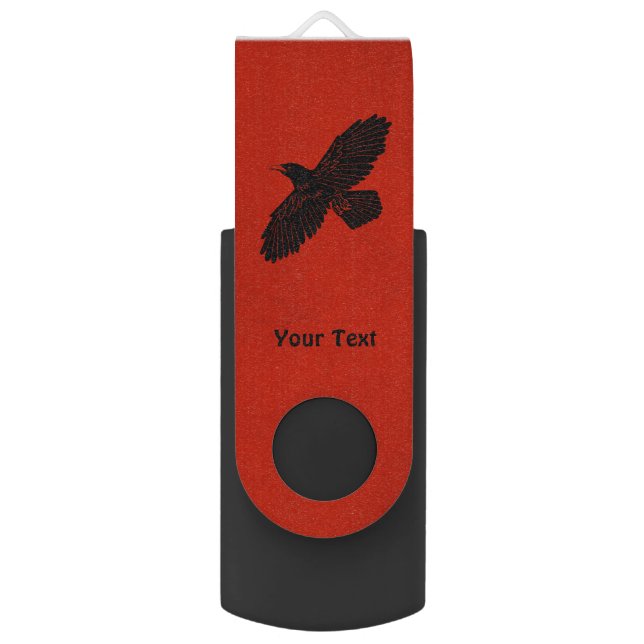 Raven On Red Flash Drive (Front Vertical)