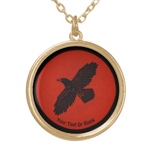 Raven On Red Gold Plated Necklace
