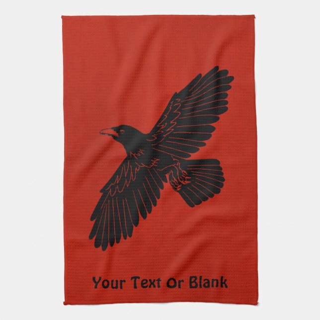 Raven On Red Kitchen Towel (Vertical)