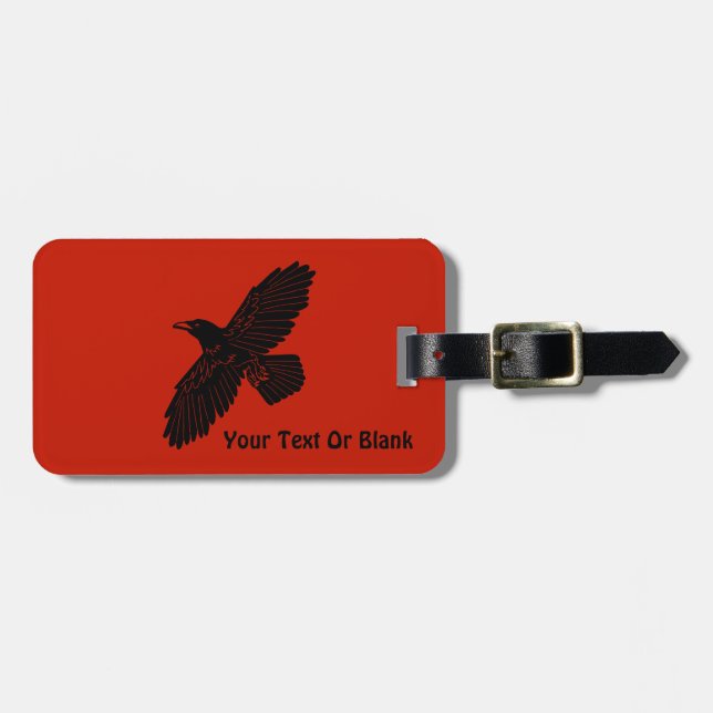 Raven On Red Luggage Tag (Front Horizontal)