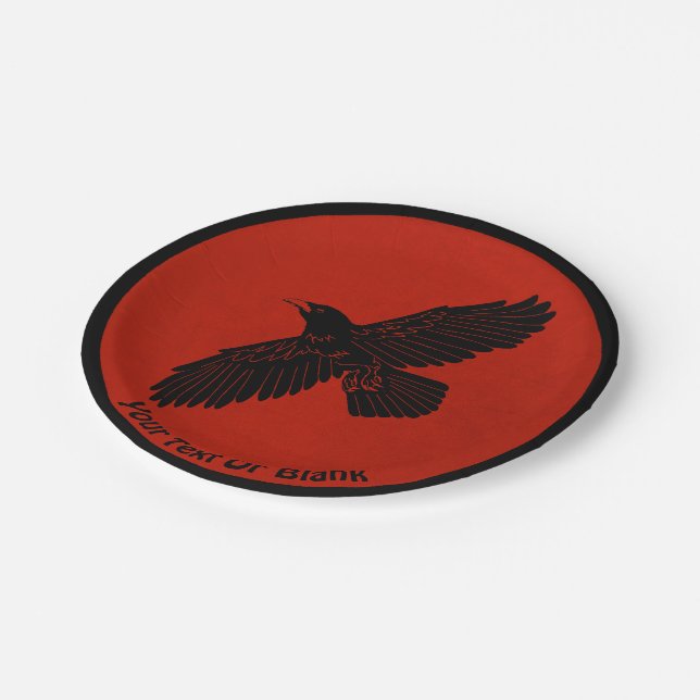 Raven On Red Paper Plates (Angled)