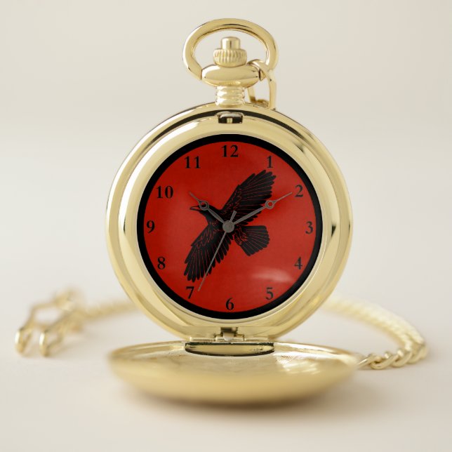 Raven On Red Pocket Watch (Inside)