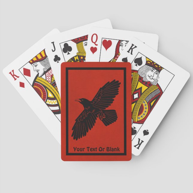 Raven On Red Poker Cards (Back)