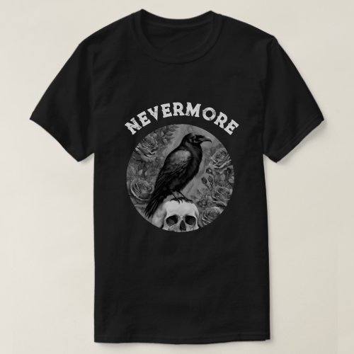 Raven On Skull With Roses Nevermore T_Shirt