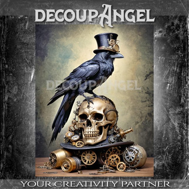 Raven on Skull with Steampunk Accents Decoupage Tissue Paper (Creator Uploaded)