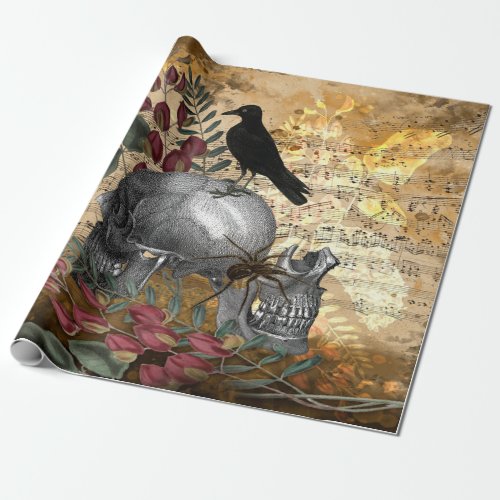 Raven on Skulls Wrapping Paper