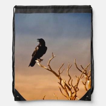 Raven On Sunlit Tree Branches  Grand Canyon Drawstring Bag by uscanyons at Zazzle