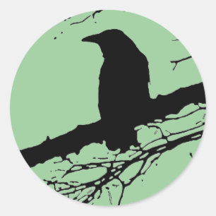Raven on the Tree Classic Round Sticker