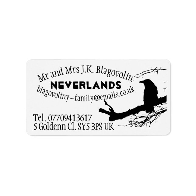 Raven on the Tree Label (Front)
