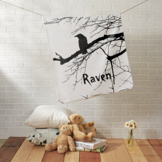 Raven on the Tree with Branches Baby Blanket