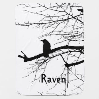 Raven on the Tree with Branches Baby Blanket