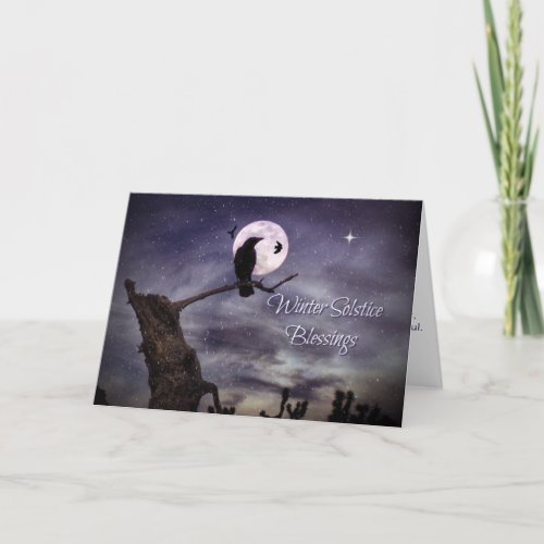 Raven or Crow Moon Winter Solstice Blessings Card
