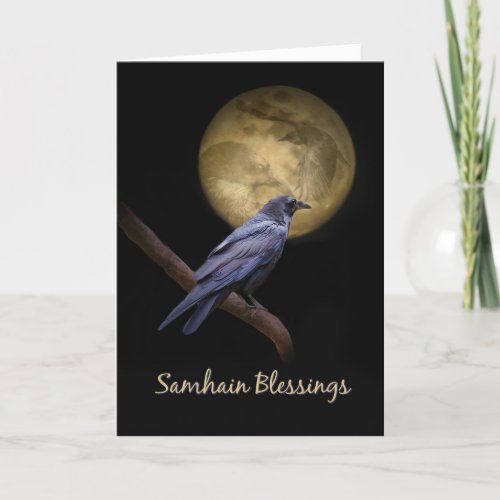 Raven or crow Samhain Celtic Blessings Card