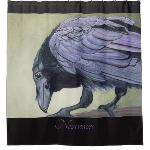 Raven Original Watercolor Crow by Miranda Print Shower Curtain