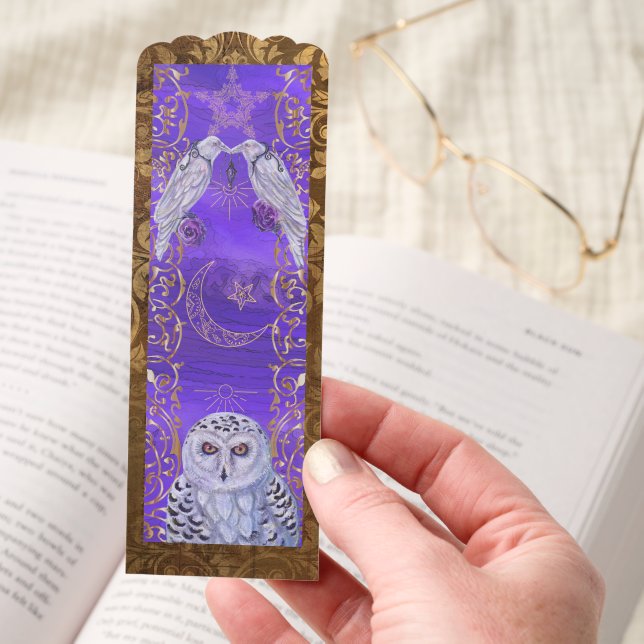 Raven owl goddess gothic art by Renee Lavoie Bookmarks (Hand)
