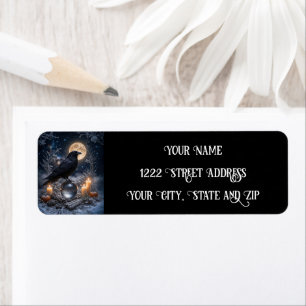 Raven Pagan Winter Crystal Mystical Return Address Label