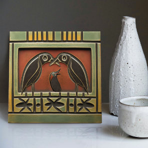 Raven Parents & Ants Art Deco Nouveau Wall Decor Ceramic Tile