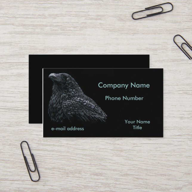 Raven Pastels on Black Business Card (Front/Back In Situ)