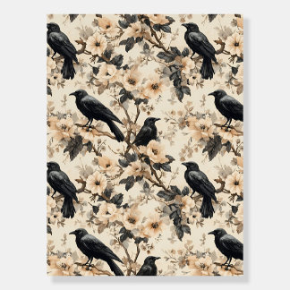 Raven pattern crow floral trees foam board