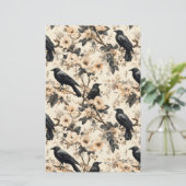 Raven pattern crow floral trees Paper Sheet (Standing Front)