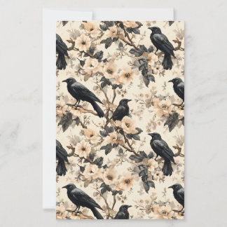 Raven pattern crow floral trees Paper Sheet