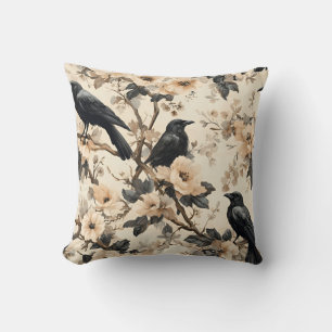 Raven pattern crow pattern throw pillow