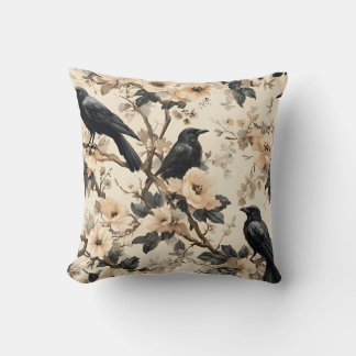 Raven pattern crow pattern throw pillow
