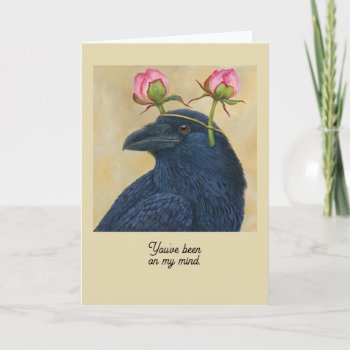 Raven/peony Card by vickisawyer at Zazzle