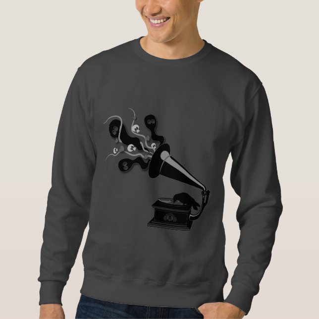 Raven Playing the Victrola Mens Sweatshirt (Front)
