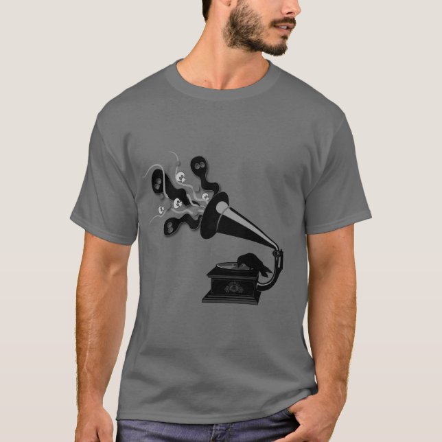 Raven Playing the Victrola T-shirt (Front)