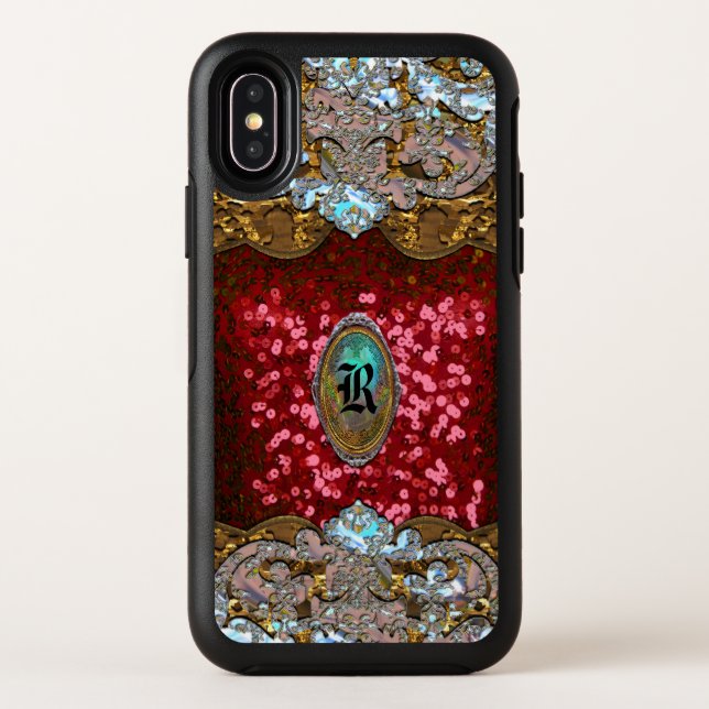 Raven Rachylin Elegant Scarlet Monogram Otterbox iPhone Case (Back)