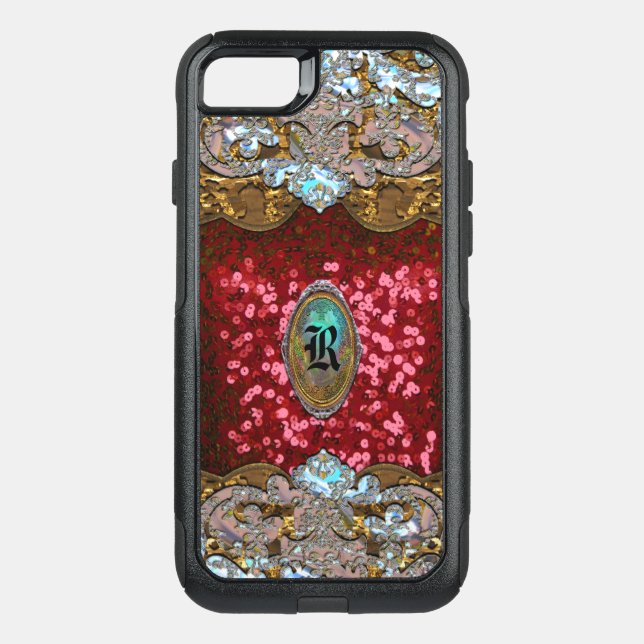 Raven Rachylin Elegant Scarlet Monogram Otterbox iPhone Case (Back)