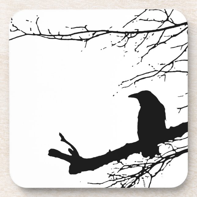 Raven Ravenware Black Bird Silhouette Coaster (Front)