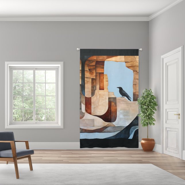 Raven Remembers the Ancestors Southwestern Style Blackout Curtains (Wide)