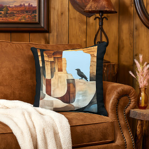 Raven Remembers the Ancestors Southwestern Style Throw Pillow