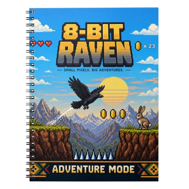 Raven, Retro 8-Bit Pixel Art Notebook (Front)
