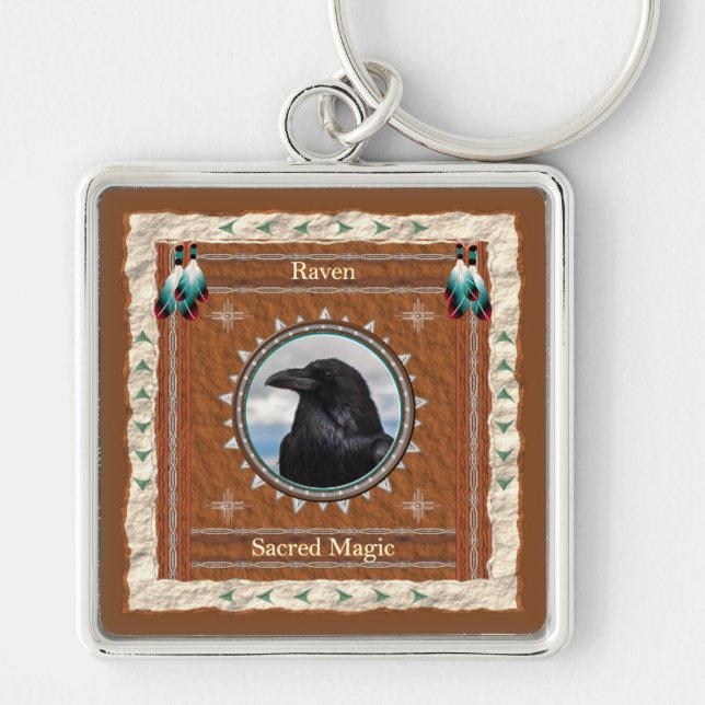 Raven  Sacred Magic Energy Keychain (Front)