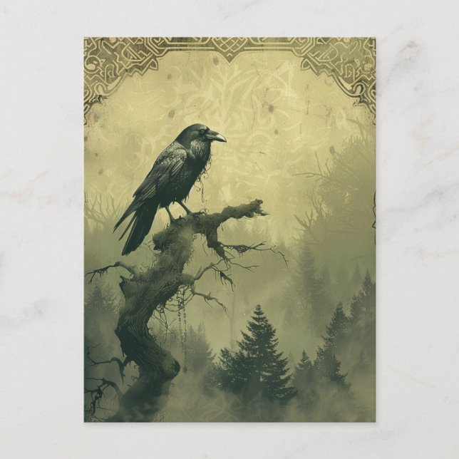 Raven Samhain Halloween Greeting Card (Front)