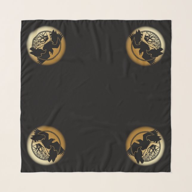 Raven Scarf Raven Bird Scarves Crow Raven Gift (Front)