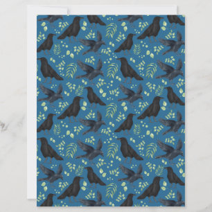 Raven Scrapbook Paper in Blue