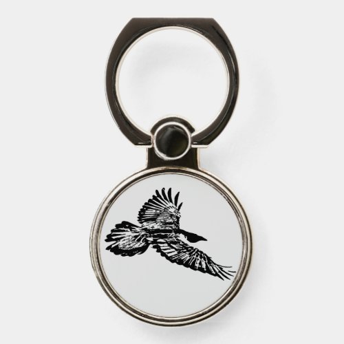 Raven Silhouette Logo Bird Black Wildlife Art Phone Ring Stand