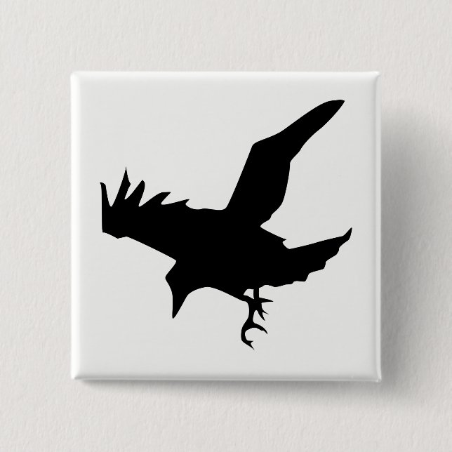 Raven Silhouette Pinback Button (Front)