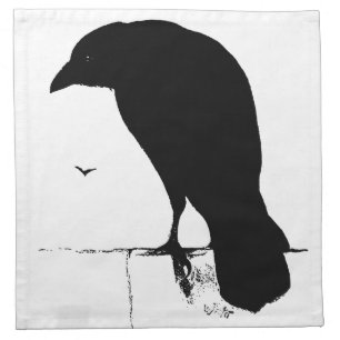 Raven Silhouette - Vintage Goth Ravens & Crows Cloth Napkin