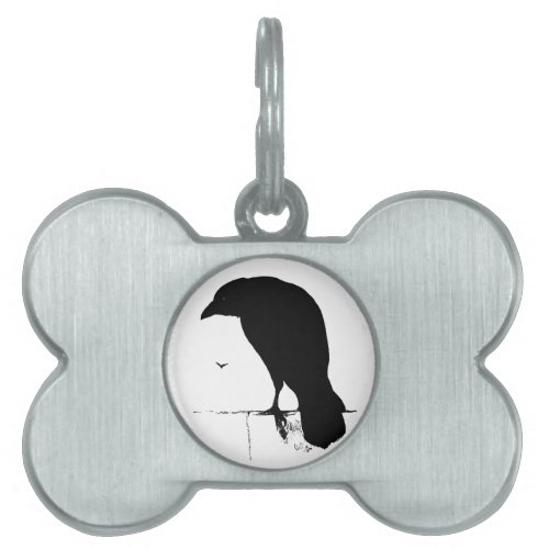 Raven Silhouette _ Vintage Goth Ravens  Crows Pet ID Tag