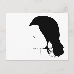 Raven Silhouette - Vintage Goth Ravens & Crows Postcard