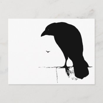Raven Silhouette - Vintage Goth Ravens & Crows Postcard by SilverSpiral at Zazzle
