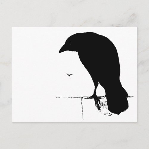 Raven Silhouette _ Vintage Goth Ravens  Crows Postcard